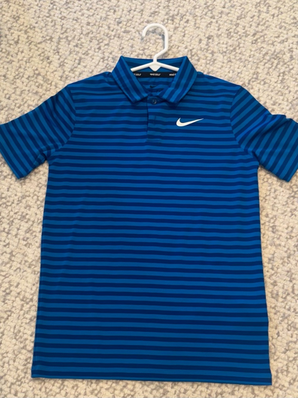 Nike Royal and Navy Striped Golf Polo